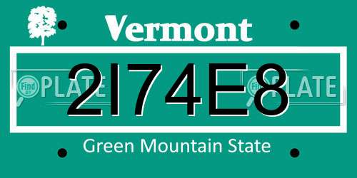 2I74E8 Vermont License Plate
