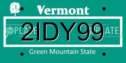 2IDY99 Vermont License Plate