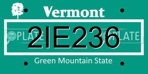 2IE236 Vermont License Plate