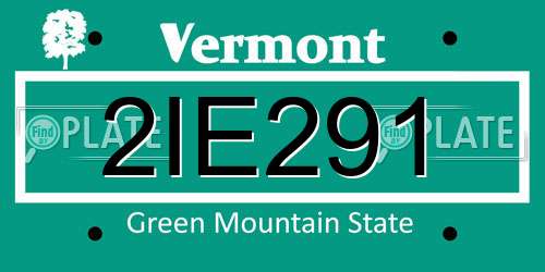 2IE291 Vermont License Plate