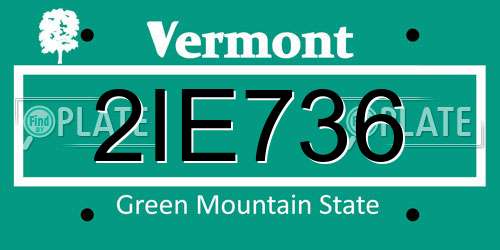 2IE736 Vermont License Plate