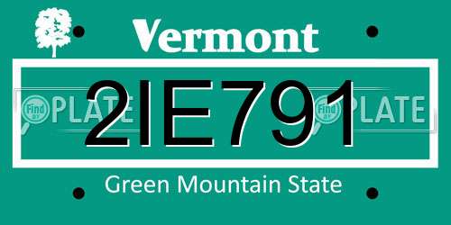 2IE791 Vermont License Plate