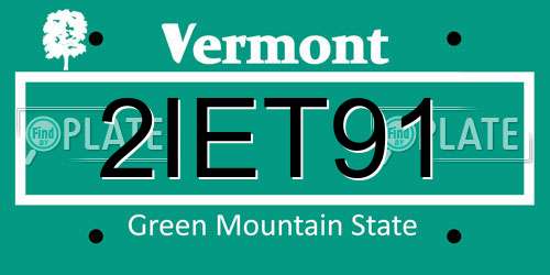 2IET91 Vermont License Plate