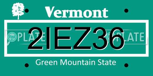 2IEZ36 Vermont License Plate