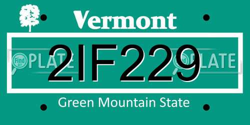 2IF229 Vermont License Plate