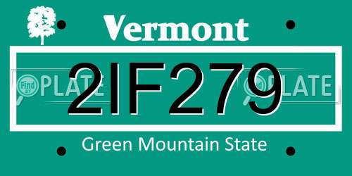 2IF279 Vermont License Plate