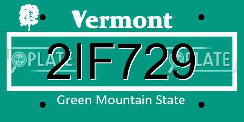 2IF729 Vermont License Plate