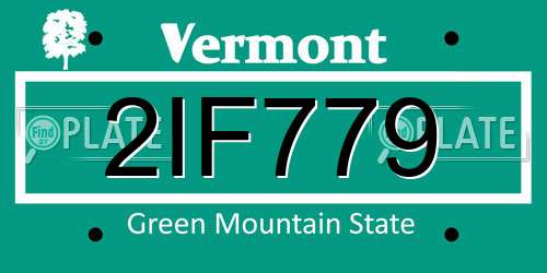 2IF779 Vermont License Plate