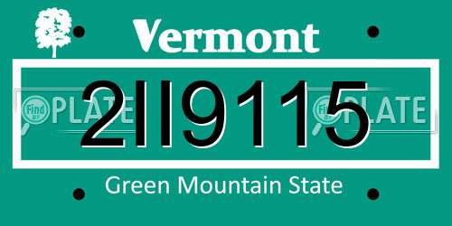 2II9115 Vermont License Plate