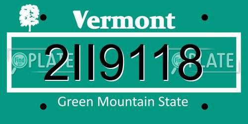 2II9118 Vermont License Plate