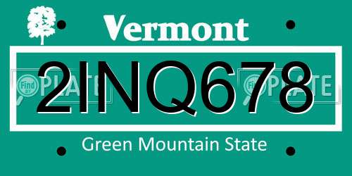 2INQ678 Vermont License Plate