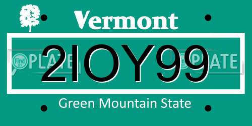 2IOY99 Vermont License Plate
