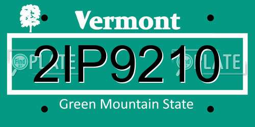 2IP9210 Vermont License Plate