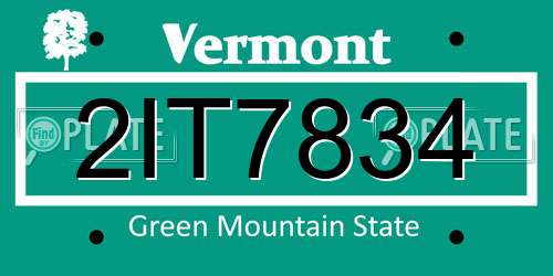 2IT7834 Vermont License Plate