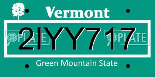 2IYY717 Vermont License Plate