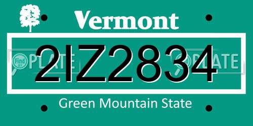 2IZ2834 Vermont License Plate
