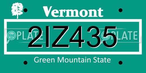 2IZ435 Vermont License Plate