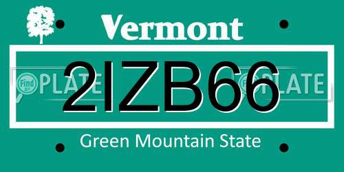 2IZB66 Vermont License Plate