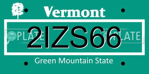 2IZS66 Vermont License Plate