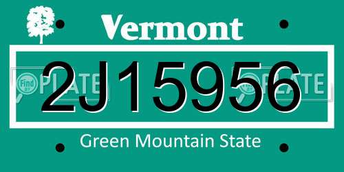 2J15956 Vermont License Plate