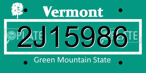 2J15986 Vermont License Plate