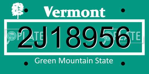 2J18956 Vermont License Plate