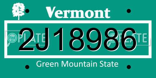 2J18986 Vermont License Plate