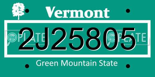 2J25805 Vermont License Plate