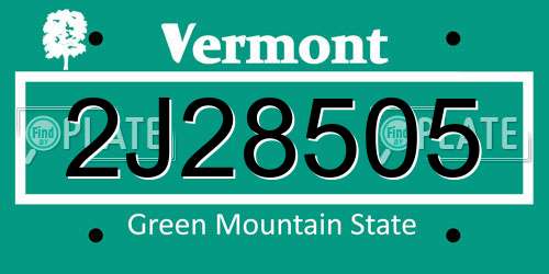 2J28505 Vermont License Plate
