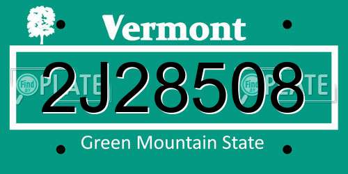 2J28508 Vermont License Plate