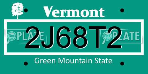2J68T2 Vermont License Plate