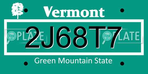 2J68T7 Vermont License Plate