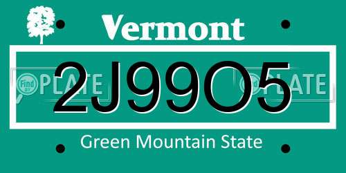 2J99O5 Vermont License Plate