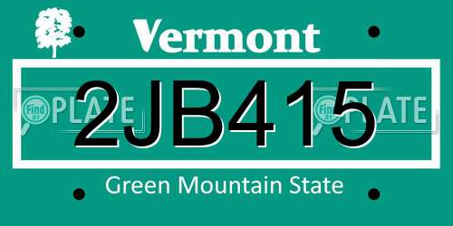2JB415 Vermont License Plate