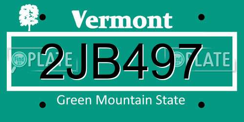 2JB497 Vermont License Plate