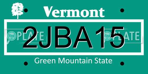 2JBA15 Vermont License Plate