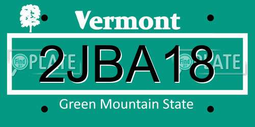 2JBA18 Vermont License Plate