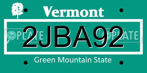 2JBA92 Vermont License Plate