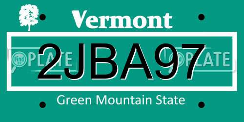 2JBA97 Vermont License Plate