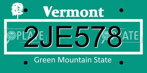 2JE578 Vermont License Plate