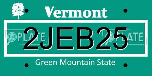 2JEB25 Vermont License Plate