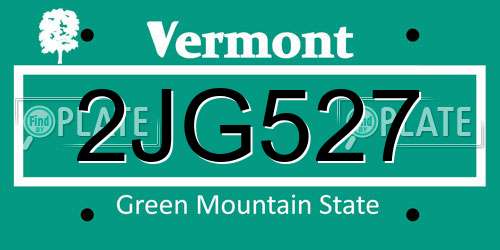 2JG527 Vermont License Plate
