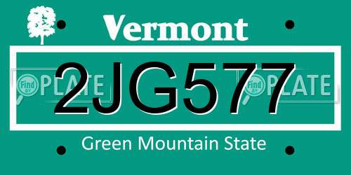 2JG577 Vermont License Plate