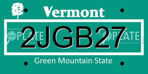 2JGB27 Vermont License Plate