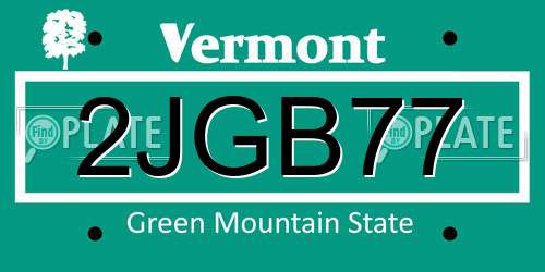 2JGB77 Vermont License Plate