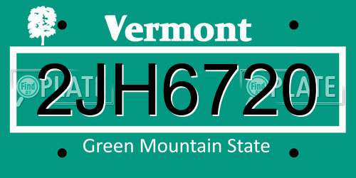2JH6720 Vermont License Plate