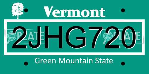 2JHG720 Vermont License Plate