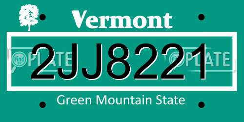 2JJ8221 Vermont License Plate