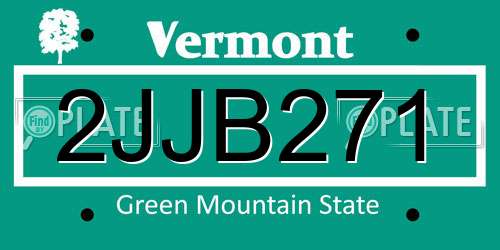 2JJB271 Vermont License Plate