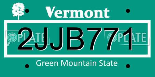 2JJB771 Vermont License Plate